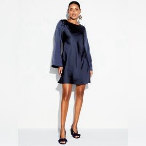 Old Navy Satin Navy Blue Mini Dress